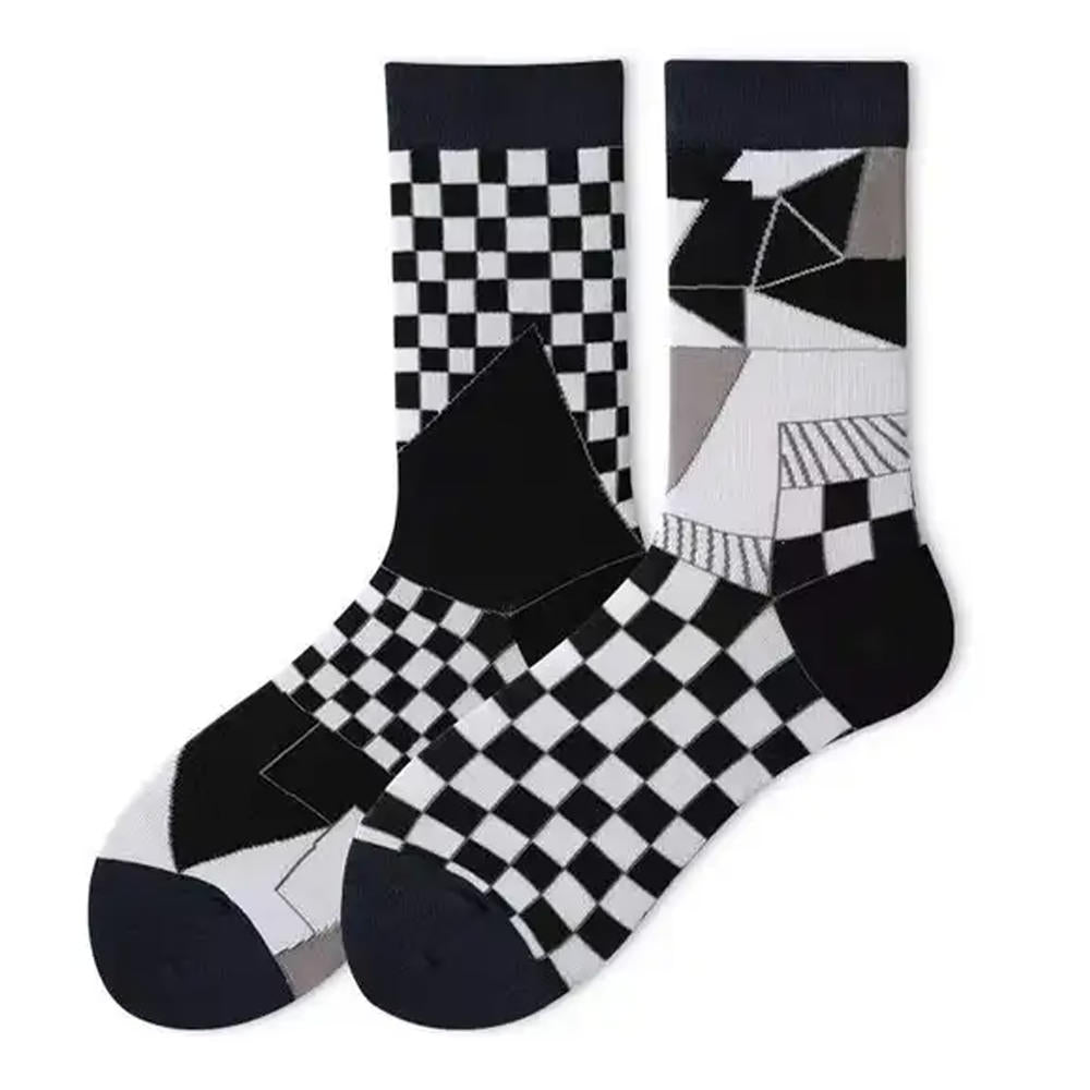 VILZSTUDIOS Stylish monochrome geometric pattern socks