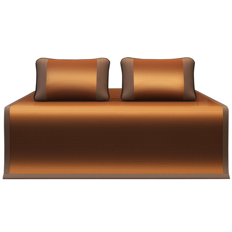 VILZSTUDIOS neutral-toned geometric woven cooling sleep mat with wide fabric binding