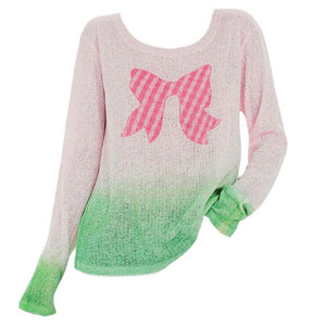 VILZSTUDIOS Gradient knit pullover with gingham bow print
