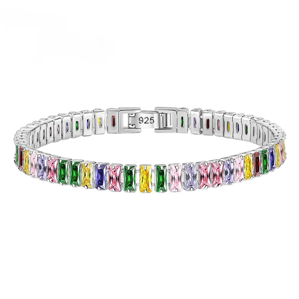 VILZSTUDIOS Stylish rhinestone tennis bracelet in sterling silver