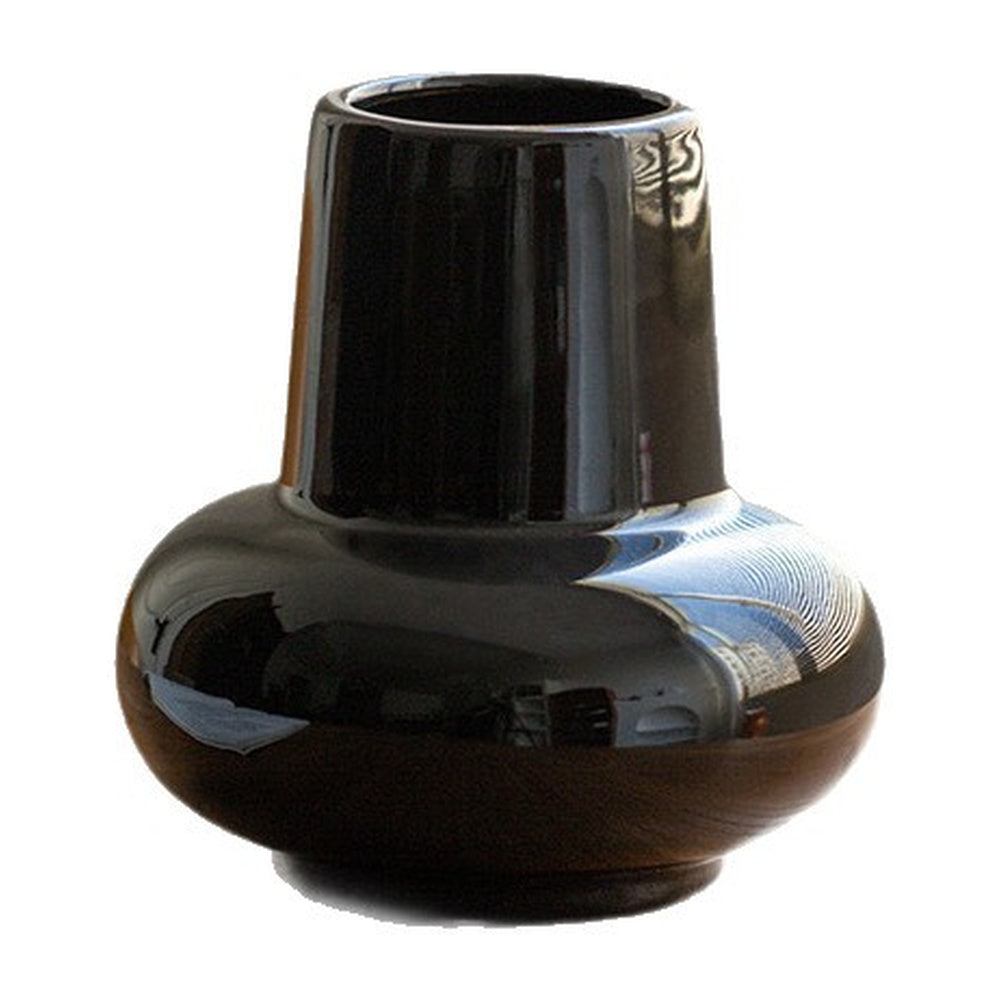 VILZSTUDIOS glossy black and beige two-part ceramic vase