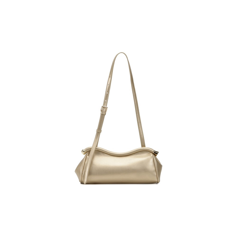 VILZSTUDIOS glossy black crocodile-embossed shoulder bag