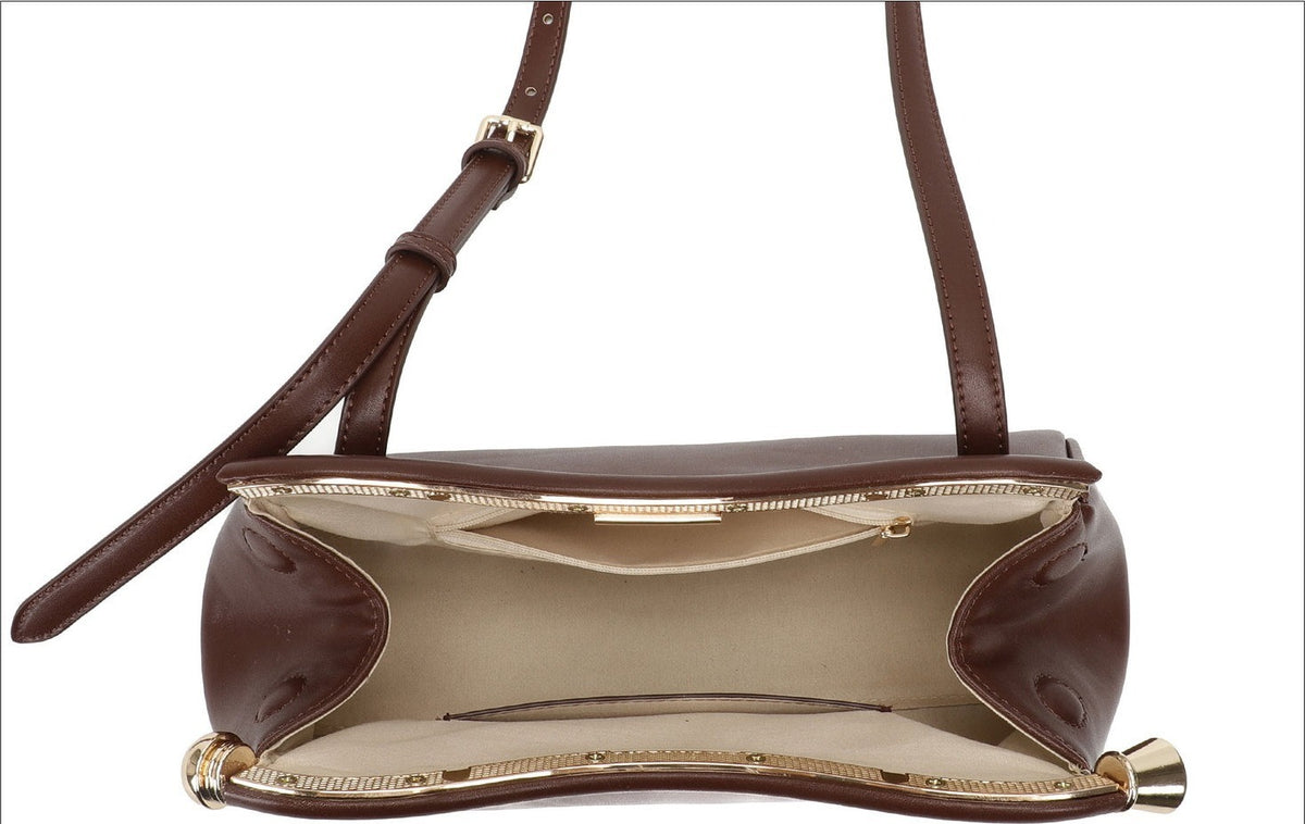 VILZSTUDIOS glossy black crocodile-embossed shoulder bag