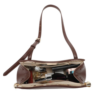 VILZSTUDIOS glossy black crocodile-embossed shoulder bag