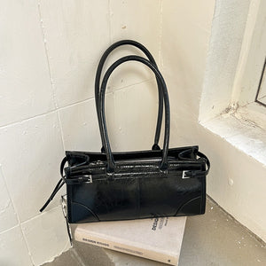 VILZSTUDIOS glossy distressed faux leather shoulder bag