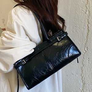 VILZSTUDIOS glossy distressed faux leather shoulder bag