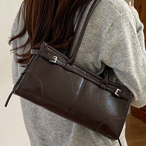 VILZSTUDIOS glossy distressed faux leather shoulder bag