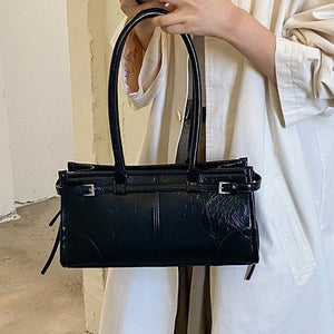 VILZSTUDIOS glossy distressed faux leather shoulder bag