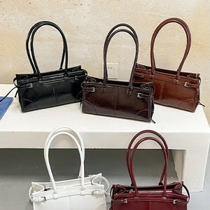 VILZSTUDIOS glossy distressed faux leather shoulder bag