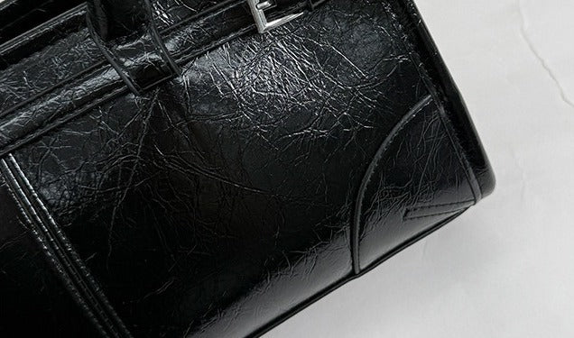 VILZSTUDIOS glossy distressed faux leather shoulder bag