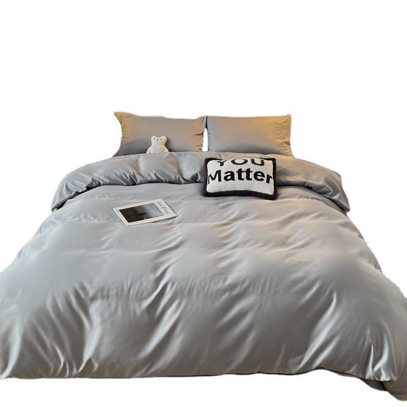 VILZSTUDIOS solid and two-tone pastel satin bedding set with a glossy finish