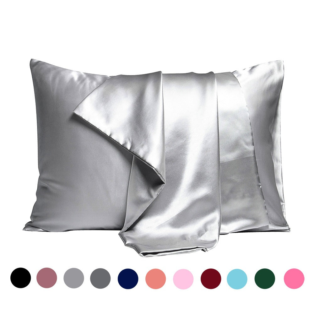VILZSTUDIOS solid-color satin pillowcase with glossy finish and clean stitched edges