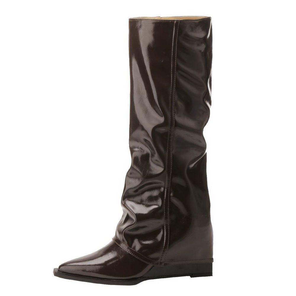 VILZSTUDIOS Glossy pointed-toe boots with wide calf fit