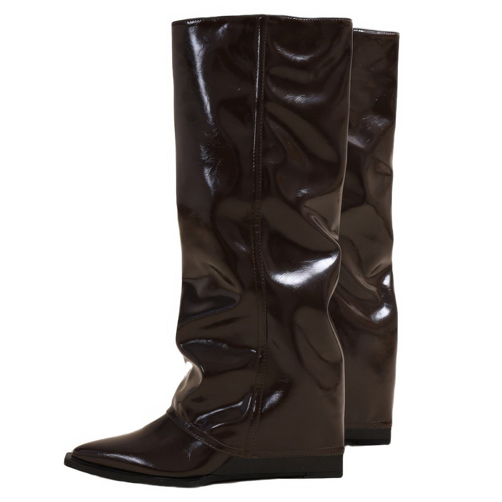 VILZSTUDIOS Glossy pointed-toe boots with wide calf fit