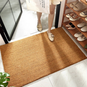 VILZSTUDIOS golden tan rectangular coir door mat with coarse bristled surface