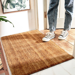 VILZSTUDIOS golden tan rectangular coir door mat with coarse bristled surface