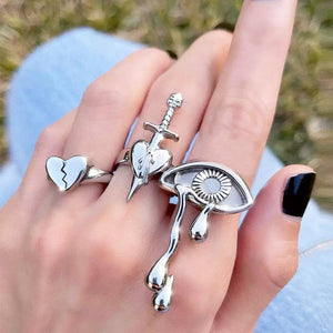 VILZSTUDIOS Gothic inspired ring set featuring adjustable designs