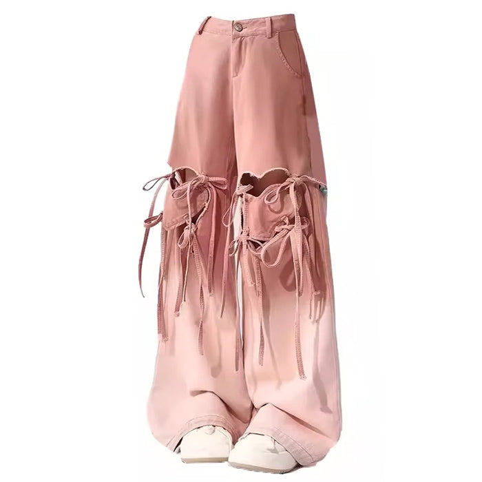 VILZSTUDIOS Gradient heart design denim pants