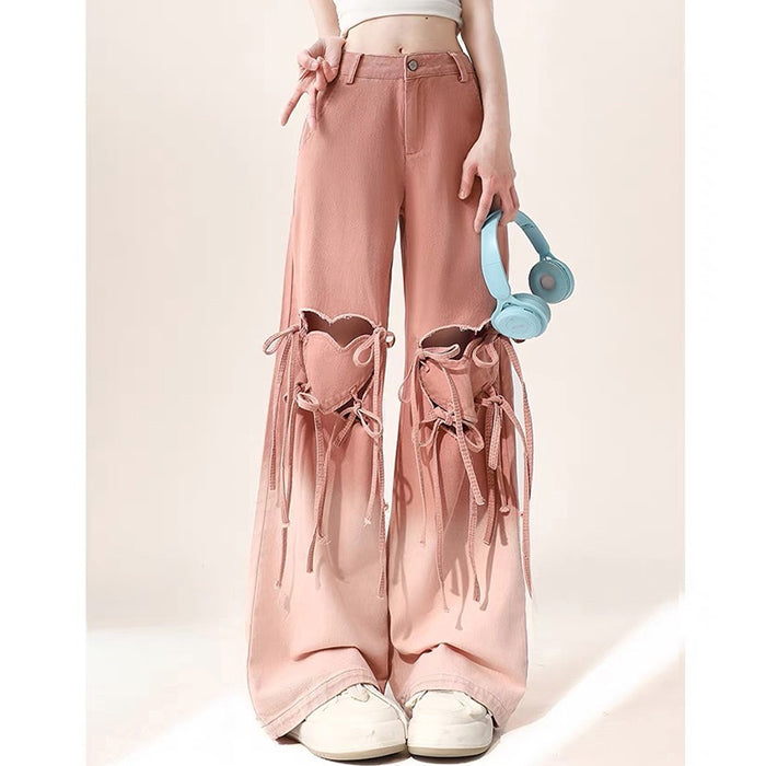 VILZSTUDIOS Gradient heart design denim pants
