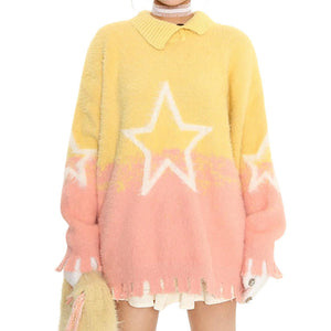 VILZSTUDIOS gradient knit sweater with star design