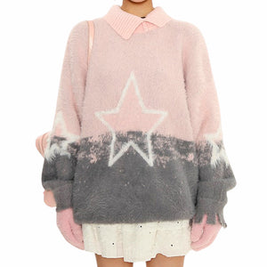 VILZSTUDIOS gradient knit sweater with star design