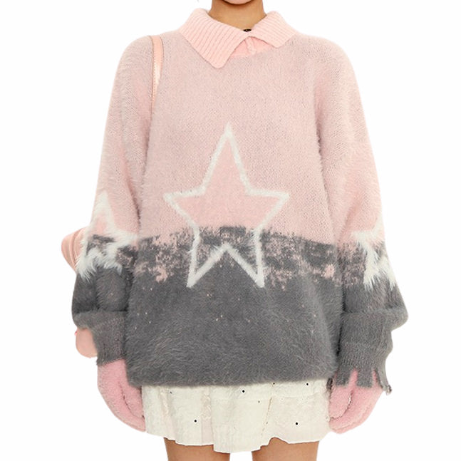 VILZSTUDIOS gradient knit sweater with star design