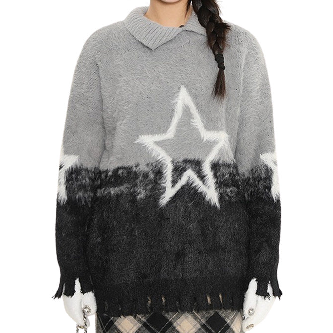 VILZSTUDIOS gradient knit sweater with star design