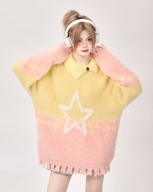VILZSTUDIOS gradient knit sweater with star design