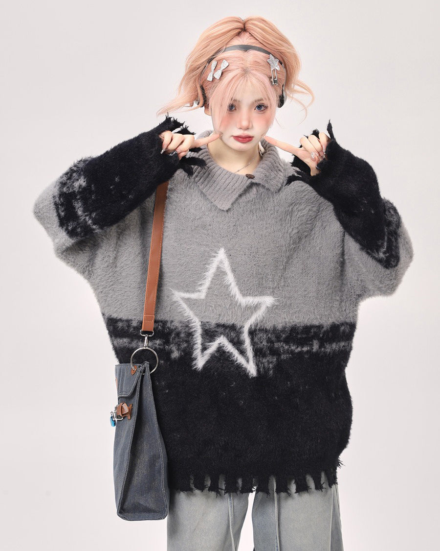 VILZSTUDIOS gradient knit sweater with star design