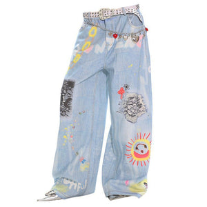VILZSTUDIOS Baggy jeans with graffiti prints and spacious pockets
