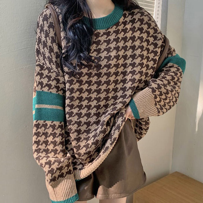 VILZSTUDIOS Dogtooth check pattern sweater by VILZSTUDIOS