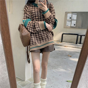 VILZSTUDIOS Dogtooth check pattern sweater by VILZSTUDIOS