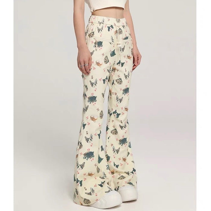 VILZSTUDIOS Graphic cat print casual pants for streetwear fashion