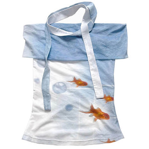 VILZSTUDIOS Graphic off-shoulder top featuring goldfish print