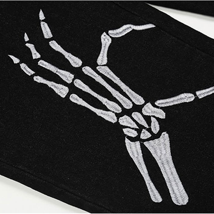 VILZSTUDIOS Graphic Hands Embroidery Denim Jeans by VILZSTUDIOS
