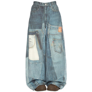 VILZSTUDIOS Stylish graphic panel relaxed denim pants