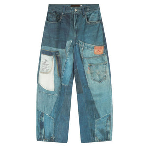 VILZSTUDIOS Stylish graphic panel relaxed denim pants