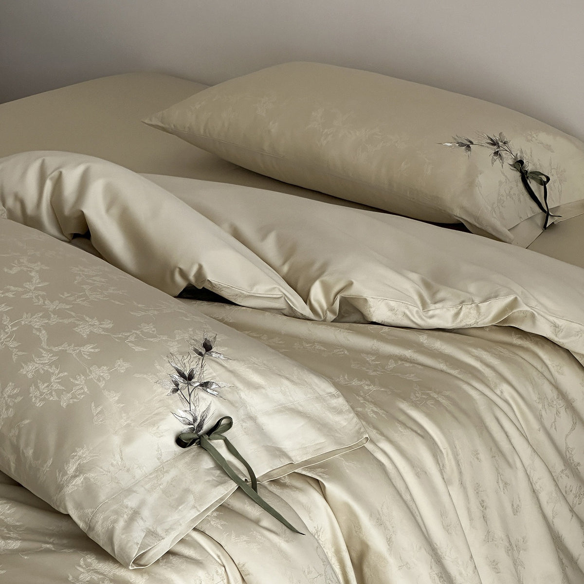 Green Bow Duvet Cover Set