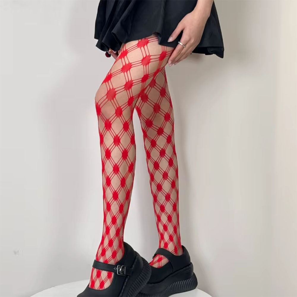 VILZSTUDIOS Stylish mesh tights with grid pattern design