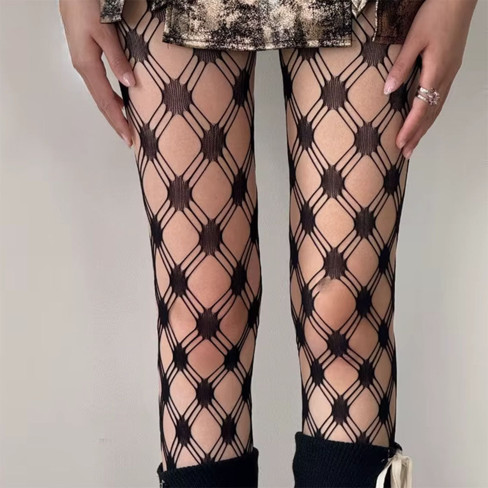 VILZSTUDIOS Stylish mesh tights with grid pattern design