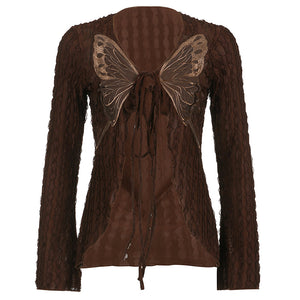 VILZSTUDIOS Long sleeve top with butterfly front tie design