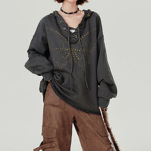 VILZSTUDIOS Stylish oversized hoodie with studded butterfly design