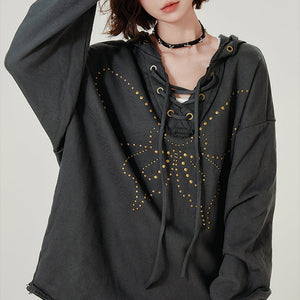 VILZSTUDIOS Stylish oversized hoodie with studded butterfly design
