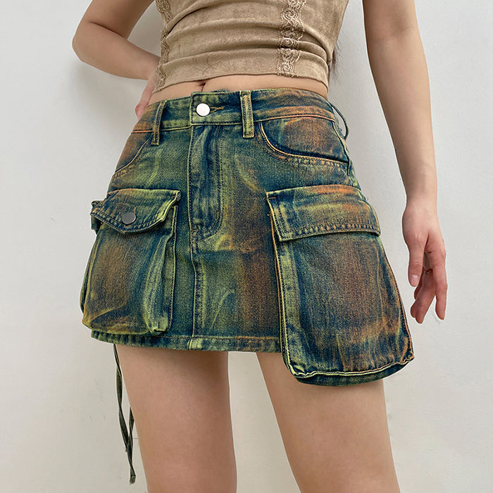 VILZSTUDIOS Cargo denim skirt for streetwear fashion