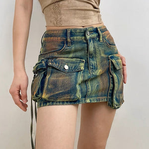 VILZSTUDIOS Cargo denim skirt for streetwear fashion