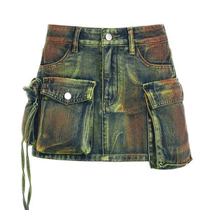 VILZSTUDIOS Cargo denim skirt for streetwear fashion