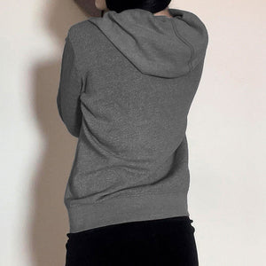 VILZSTUDIOS Grunge-style zip-up hoodie with skeleton and chain print