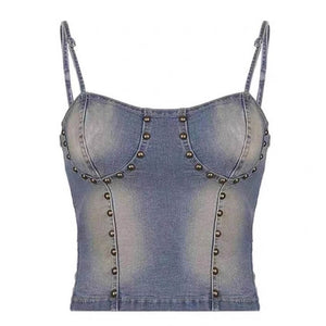 VILZSTUDIOS Grunge denim rivet top from VILZSTUDIOS