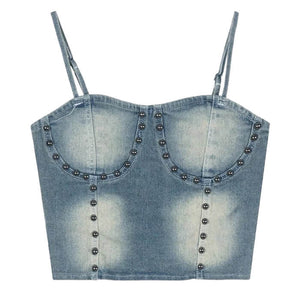 VILZSTUDIOS Grunge denim rivet top from VILZSTUDIOS