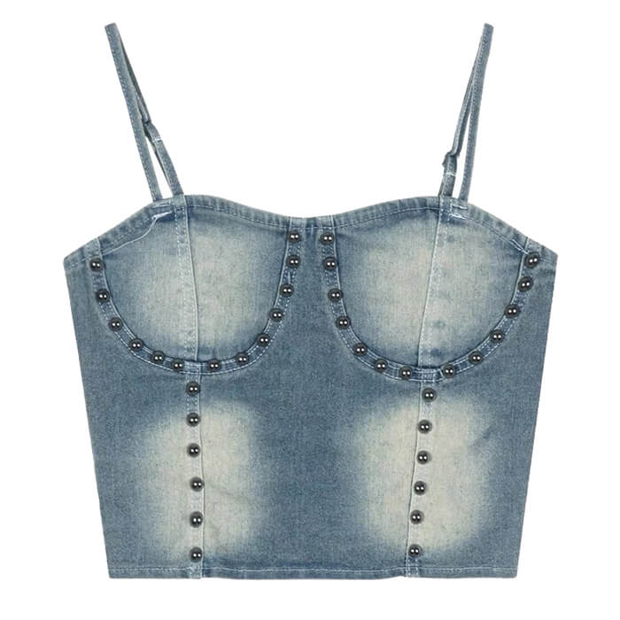 VILZSTUDIOS Grunge denim rivet top from VILZSTUDIOS